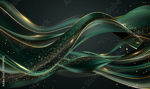 Luxurious 3D Green Wave Lines with