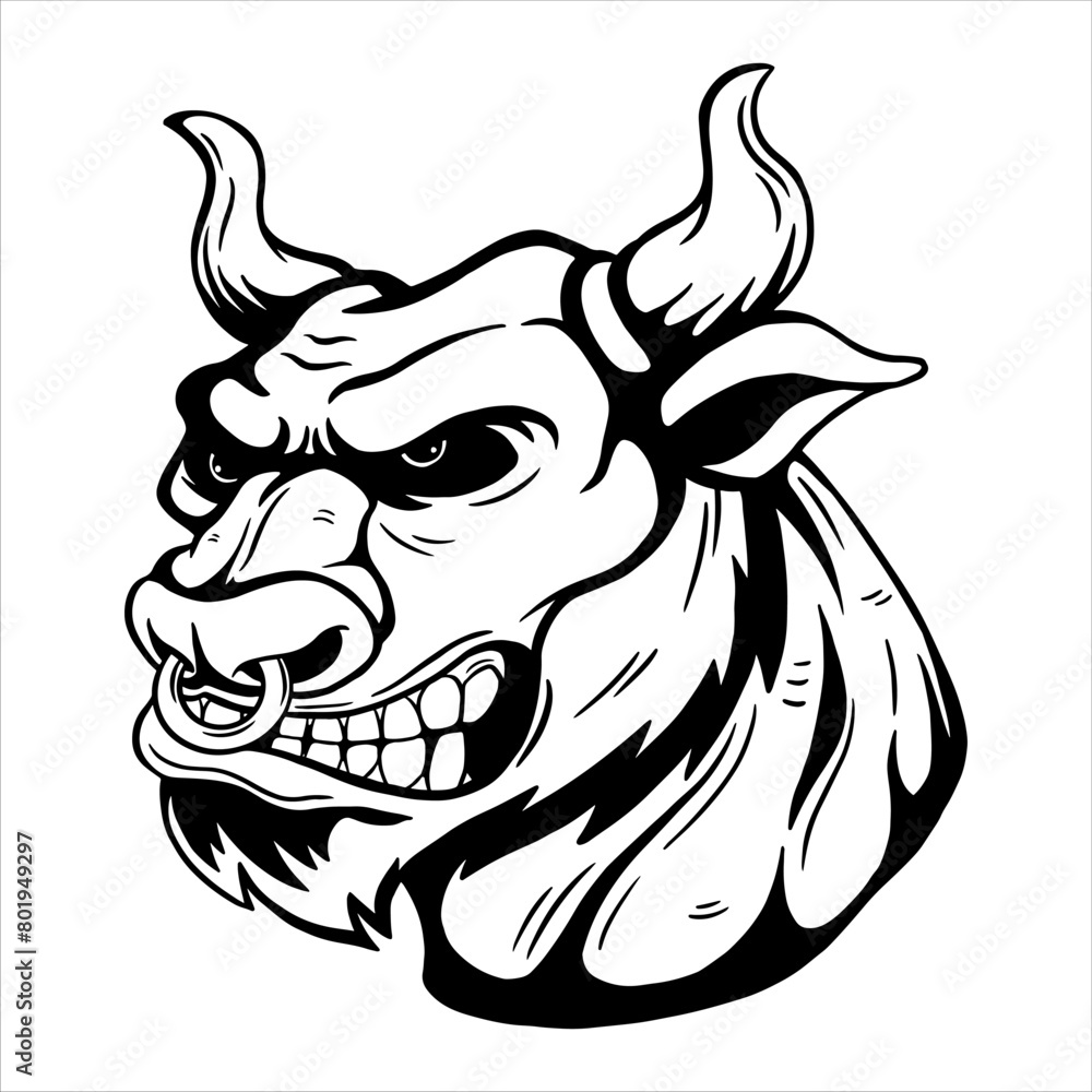 Bull head illustration best for tattoo or t-shirt design