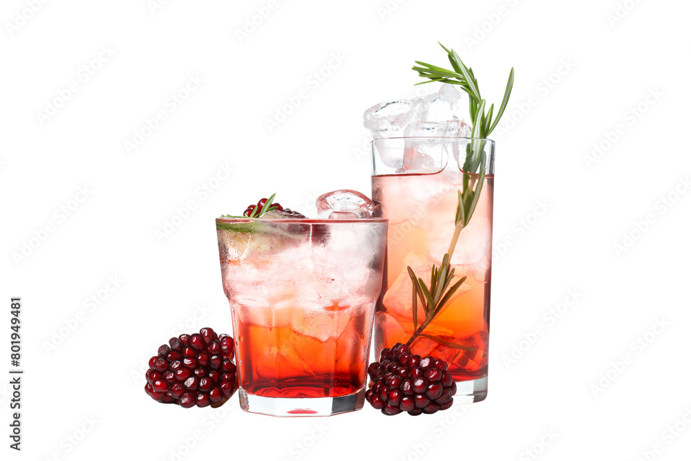 Obraz na plátně PNG, Cocktail with fresh pomegranate, isolated on white background