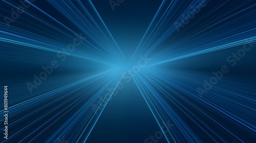 Abstract Blue Light Rays with Motion Blur Creating a Hyperspace Tunnel Effect