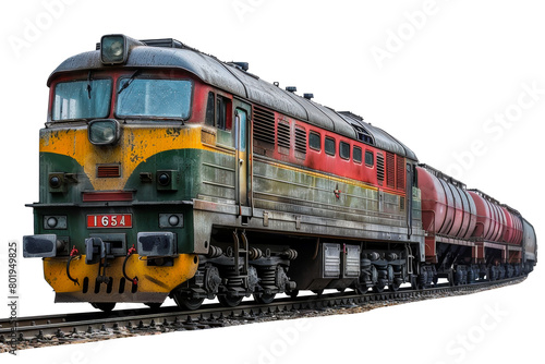 Freight train locomotive, cut out - stock png.