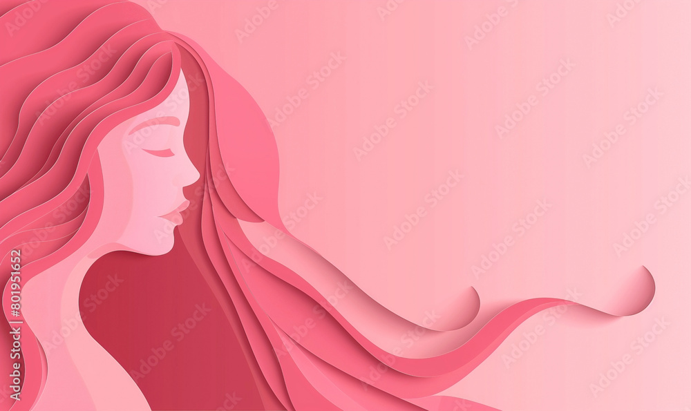 Simple modern pink background. Woman or mother day, pink color, blank banner illustration
