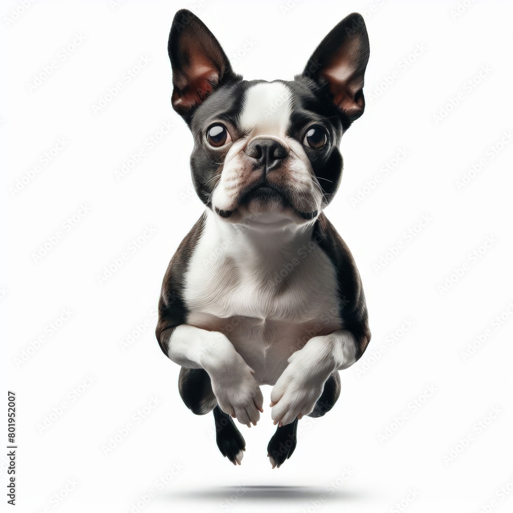 Image of isolated Boston terrier against pure white background, ideal for presentations
