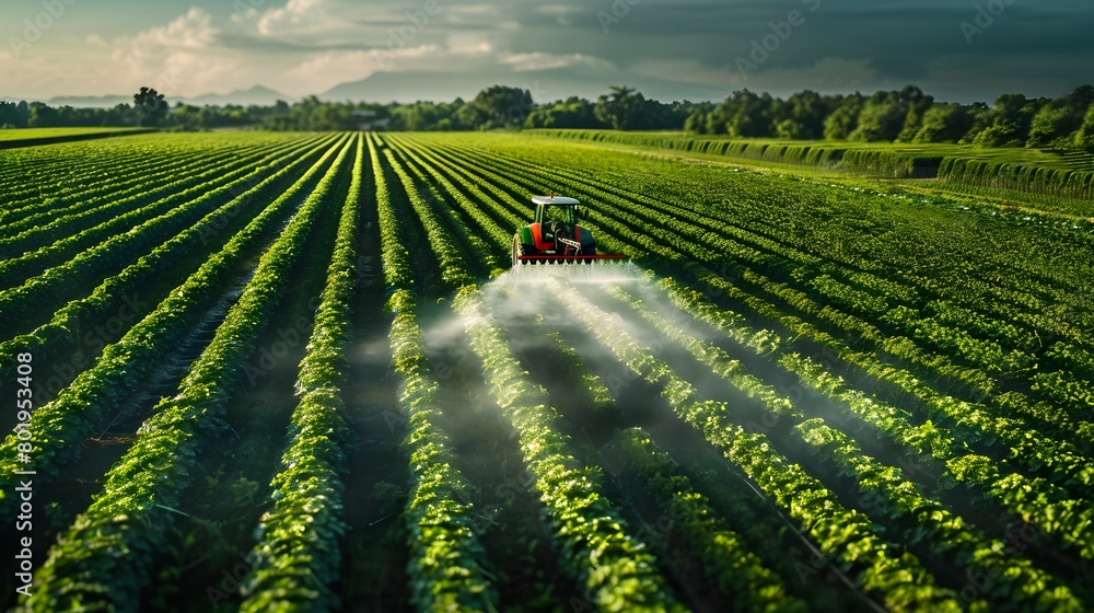  a  drone shot of smart irrigation in a large field