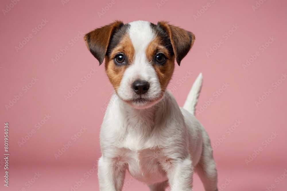 Parson Russell Terrier puppy looking at camera, copy space. Studio shot. Parson Russell Terrier puppy looking at camera, copy space. Studio shot.
