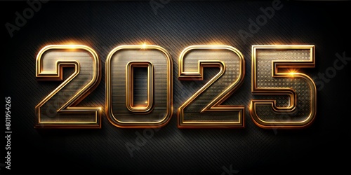2025 new year text with golder effect on dark . photo