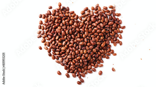 Heart made of raw beans on white background Vector illustration