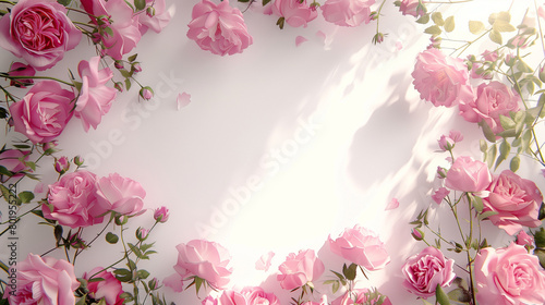 ピンクのバラのフレーム