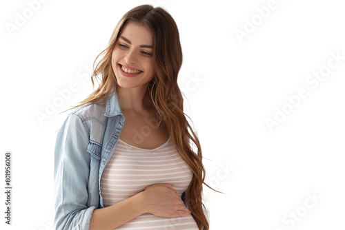 A young pregnant woman painting a picture, isolated on transparent background, png file