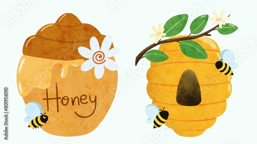 honeycomb and honey jar