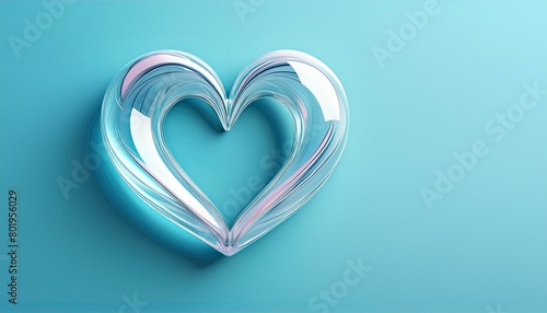 Blue background with plastic heart in pastel colors