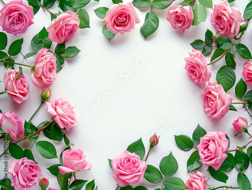 ピンクのバラのフレーム