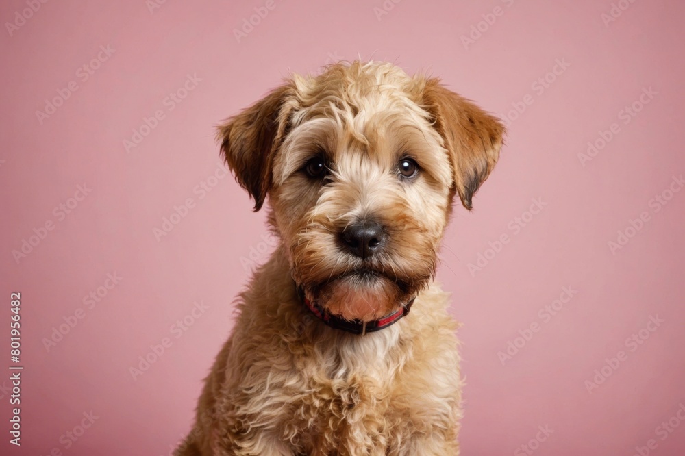 Soft-Coated Wheaten Terrier puppy looking at camera, copy space. Studio shot. Soft-Coated Wheaten Terrier puppy looking at camera, copy space. Studio shot.