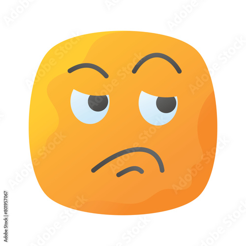 Pixel perfect icon of jealous emoji, isolated on white background