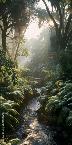 Rio serpenteante na floresta photo