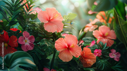 A beautiful garden of flowers with pink and red flowers