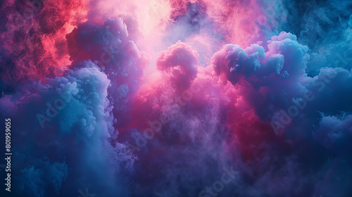 A colorful cloud filled with smoke and purple and blue hues