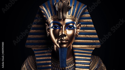 Portrait of an egyptian pharaoh in royal attire. Pharoah Mask.