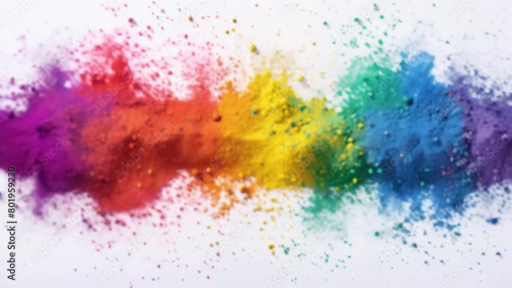 Varying sizes of vibrant rainbow-colored dust particles scattered ...