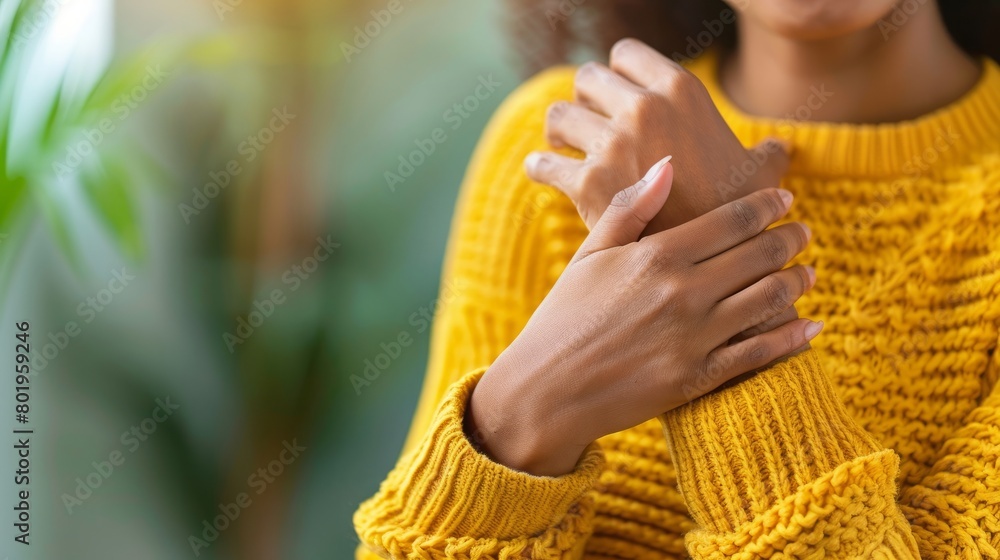 Mobile Phone Strain Person Grimacing, Signaling Wrist Pain from