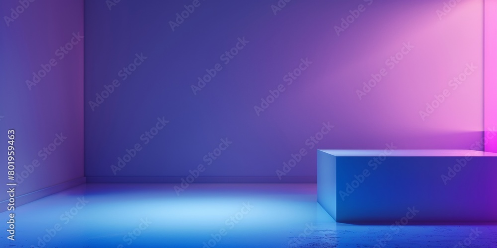 Obraz premium The background is completely mix Blue and Purple with no texture and the box is in the right hand side