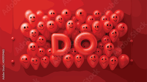 Word BOO made of balloons on red wall. Halloween 