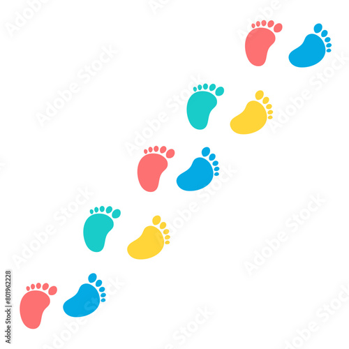 Baby Footprint Steps. Kids Background. Children's Day Design Element.