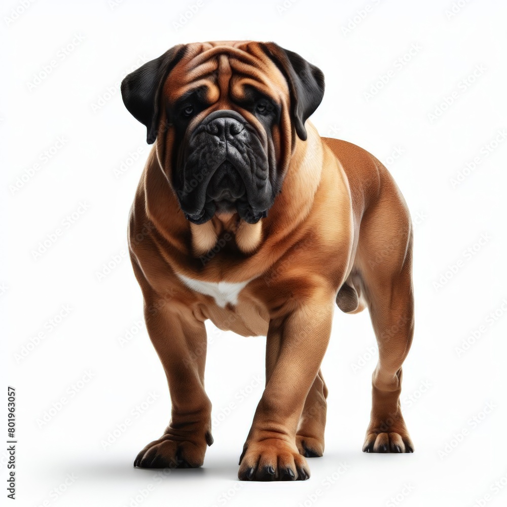 Image of isolated bullmastiff against pure white background, ideal for presentations
