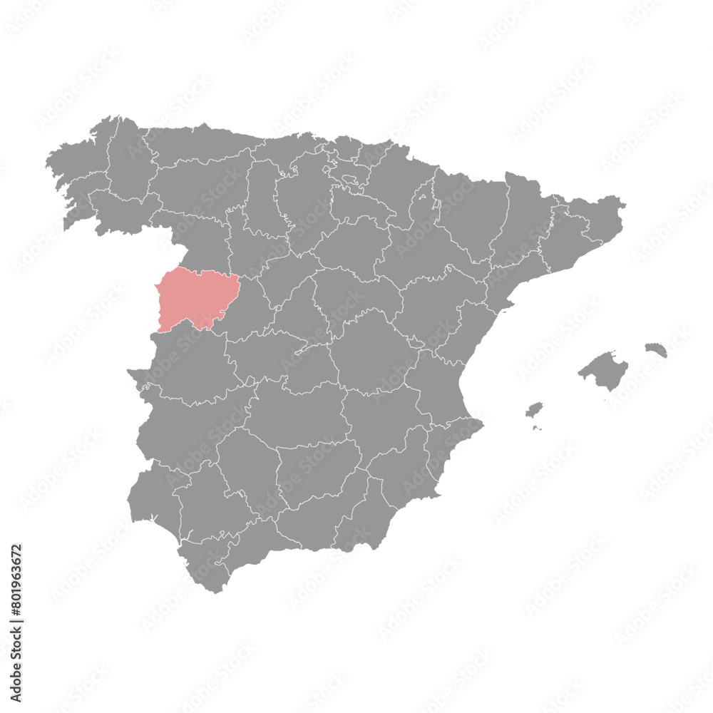 Map of the Province of Salamanca, administrative division of Spain. Vector illustration.