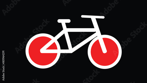 Abstract black and white bicycle icon on black background.