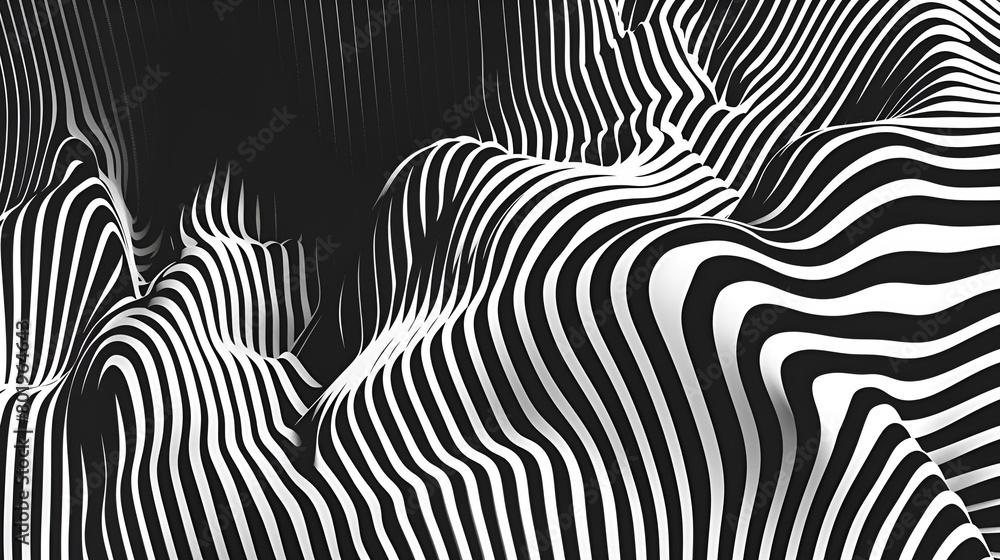 Contrasting Harmony: Grey Shades Amidst Black and White Waves, Black evoking ophistication, white communicates innocence Contrasting Harmony: Grey Shades Amidst Black and White Waves, Black evoking ophistication, white communicates innocence