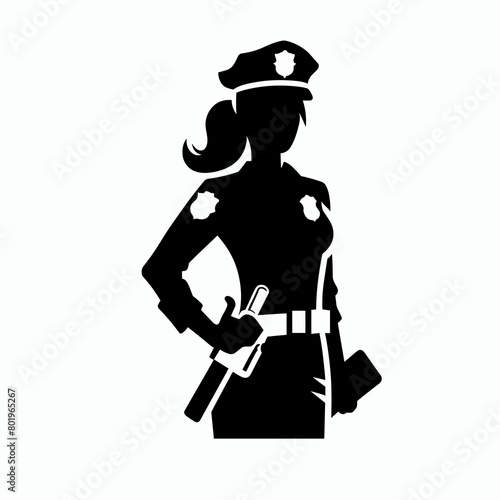 A black silhouette of a policewoman.