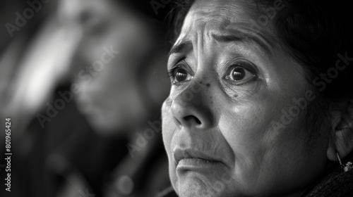 A woman sharing her story with tears in her eyes as others listen attentively. © Justlight