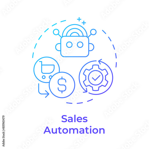 Sales automation blue gradient concept icon. Customer relationships, automation tools. Round shape line illustration. Abstract idea. Graphic design. Easy to use in infographic, presentation
