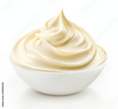 Vanilla whipped cream on white background