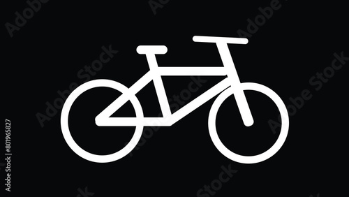 Abstract black and white bicycle icon on black background.