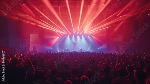 Virtual concert experience, vibrant stage lights, audience perspective, immersive event 