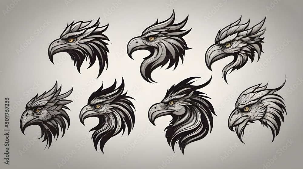 Obraz premium Hawk SilhouetteEagle with spread wings - cut out vector silhouette