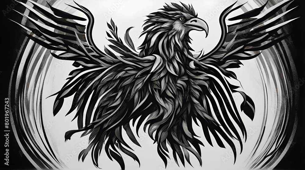 Obraz premium Hawk SilhouetteEagle with spread wings - cut out vector silhouette