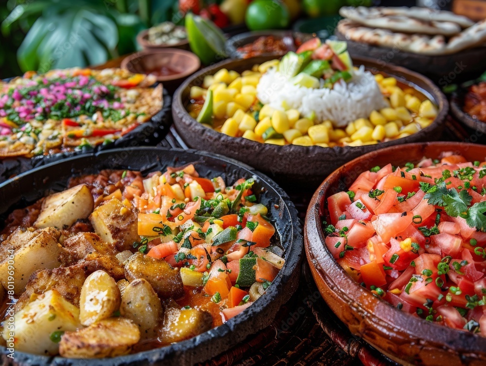 Close-up of delicious traditional Costa Rican cuisine, showcasing the vibrant colors and flavors of local dishes.