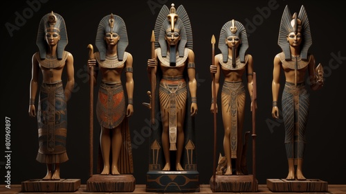 Statues of ancient Egyptian pharoahs.