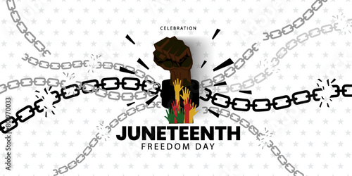 Juneteenth Day, African-American Independence Day, June 19. Juneteenth Celebrate Black Freedom. Juneteenth Freedom Day Background Design. Banner, Poster, Greeting Card. vector illustration