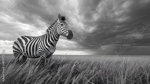 A robust zebra standing proudly on a grassy plain  4k wallpaper