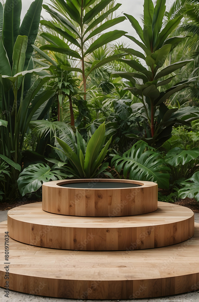 3d podium with tropical background 3d podium with tropical background