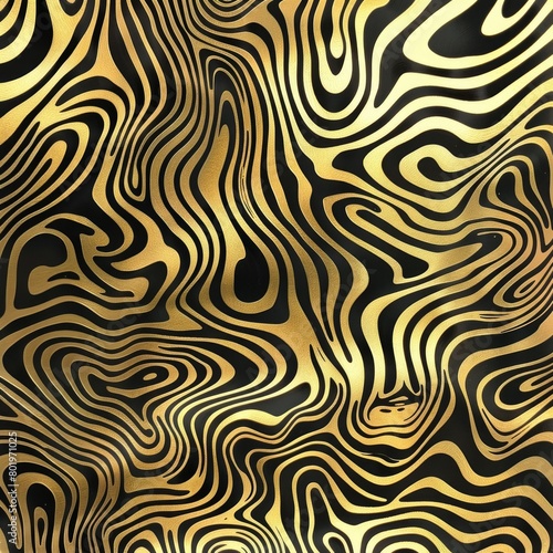 Abstract swirling gold and black patterns creating a hypnotic visual texture.