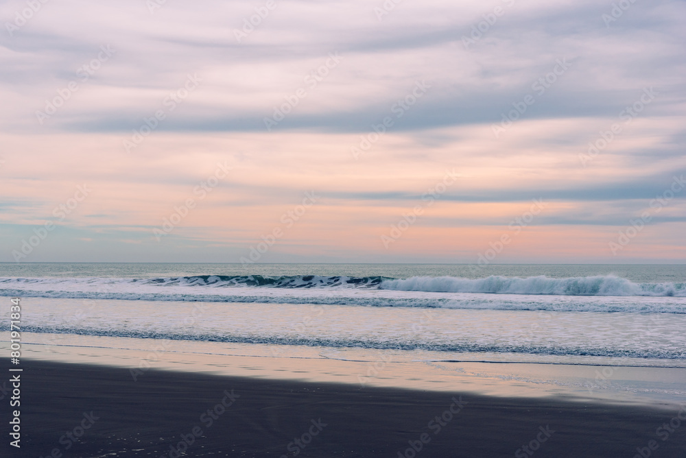 Late sunset on the beach in California