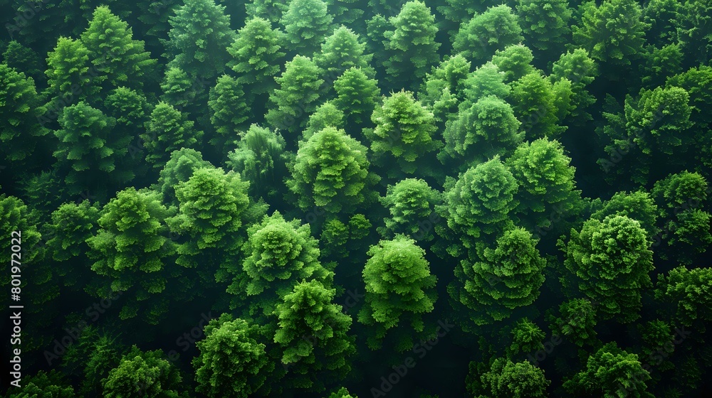 Tranquil Forest Canopy: Aerial Perspective of Nature's Beauty
