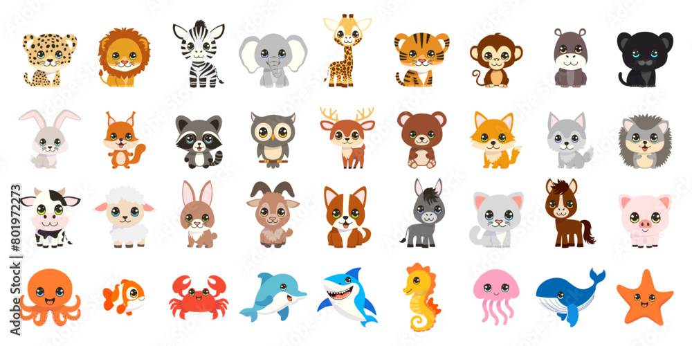 Set of cartoon animals Set of cartoon animals
