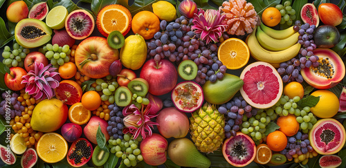Sfondo con frutta. Banner per sito. Mangiare sano. photo