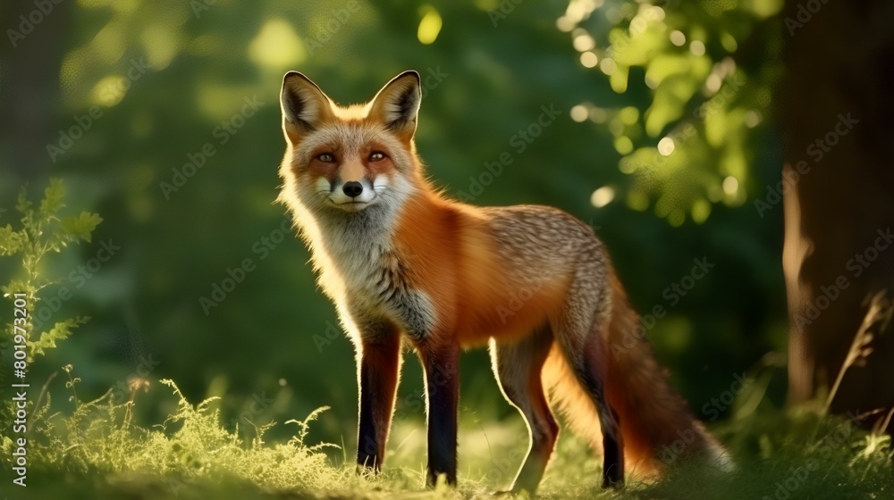 Red fox (Vulpes vulpes) in the forest.